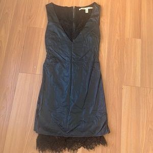 Chelsea Violet Black Leather and Lace Dress
